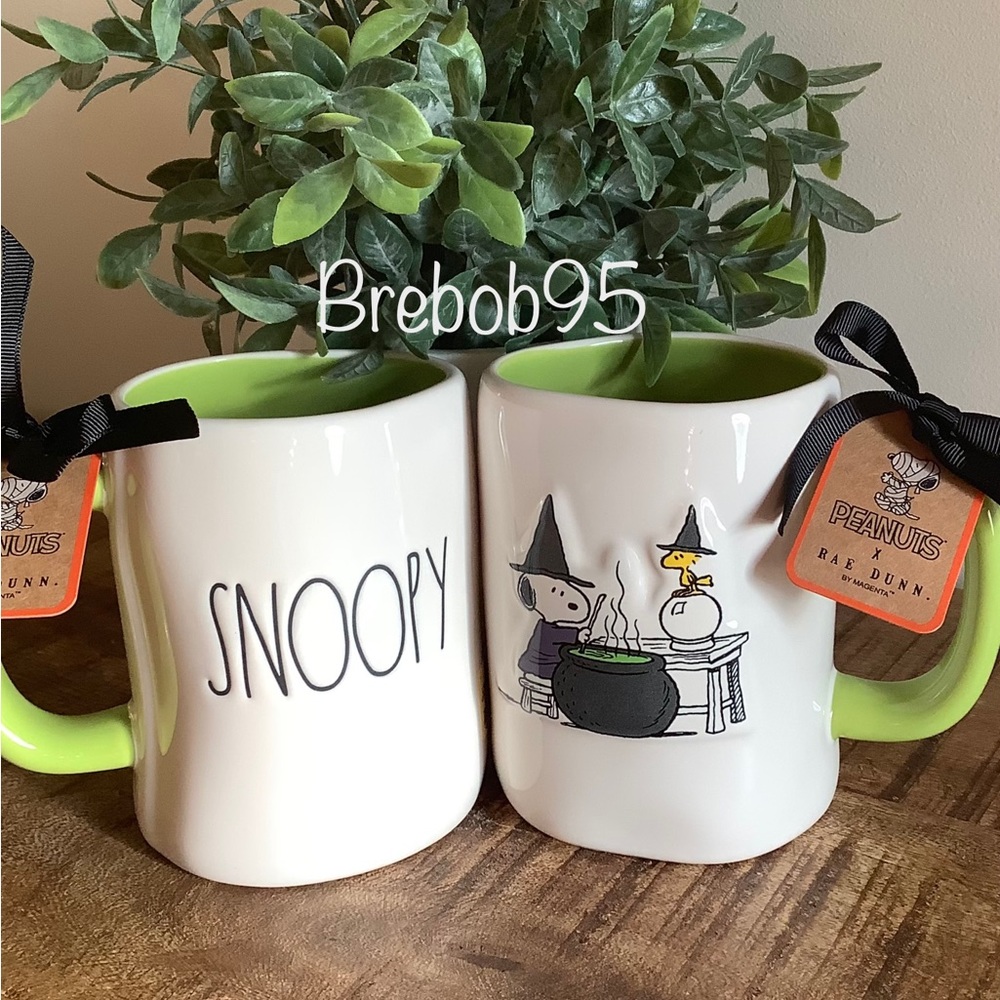 Rae Dunn Peanuts SNOOPY Mugs Double Sided- set of 2